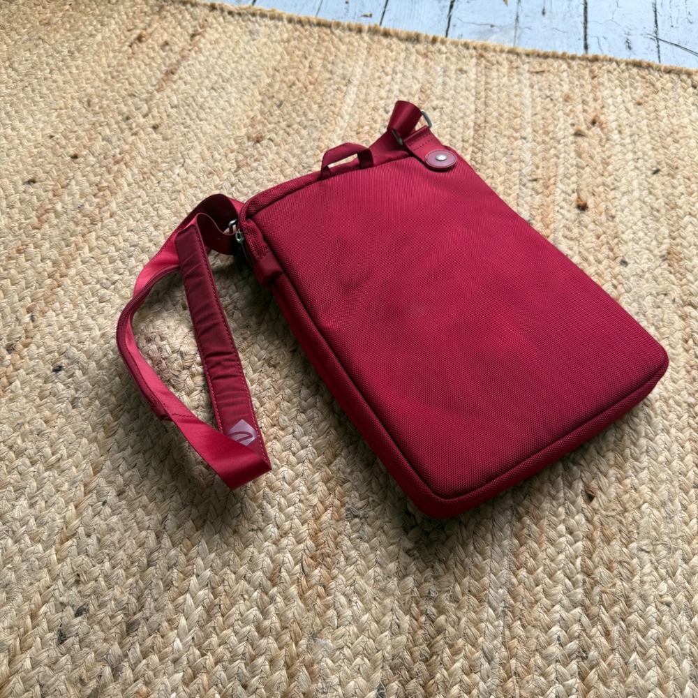 Tucano Red Nylon Tech Crossbody Bag Padded Tablet Messenger Case Adjustable